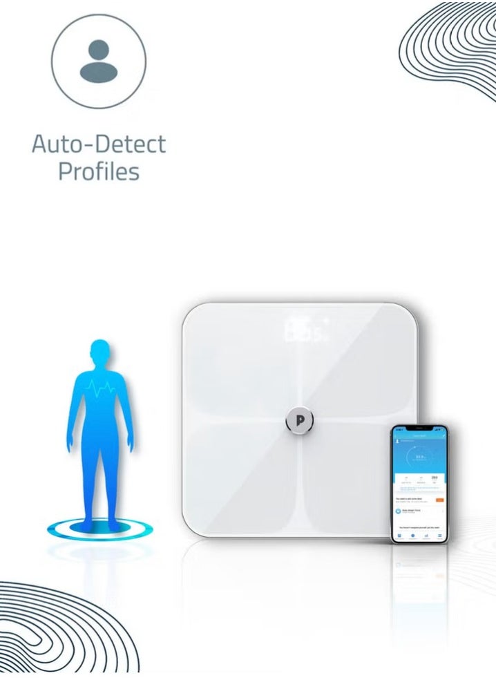 Wifi Smart Body Scale / Smart Multi-Display Health Scale / iOS and Android Application / Body Fat Percentage - White