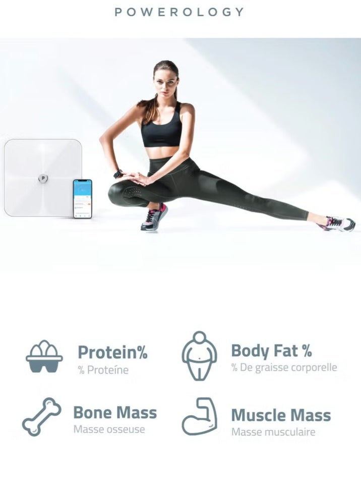 Wifi Smart Body Scale / Smart Multi-Display Health Scale / iOS and Android Application / Body Fat Percentage - White