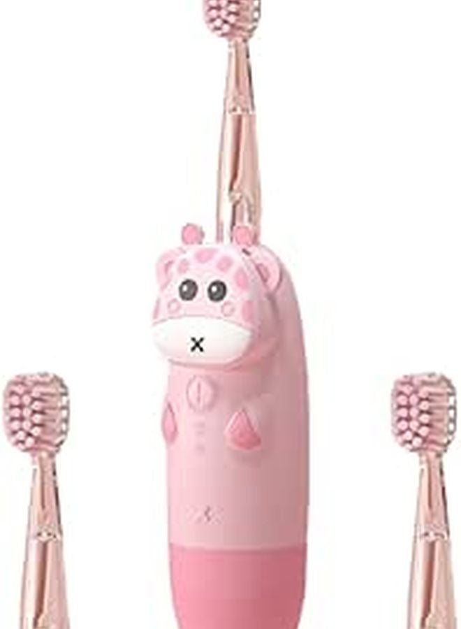Sonic Electric Toothbrush Set With USB Rechargeable Timer And Soft Bristles Pink Deer Design - Image 1