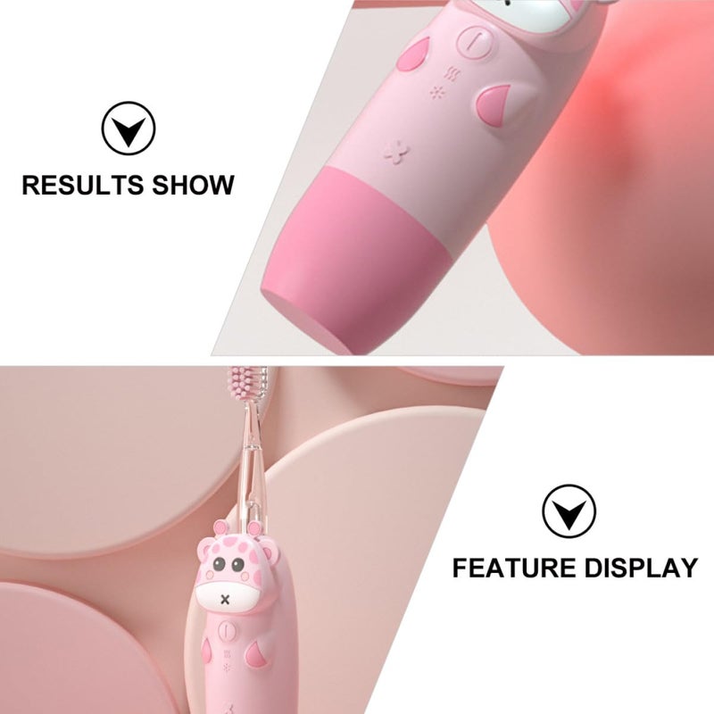 Sonic Electric Toothbrush Set With USB Rechargeable Timer And Soft Bristles Pink Deer Design - Image 4