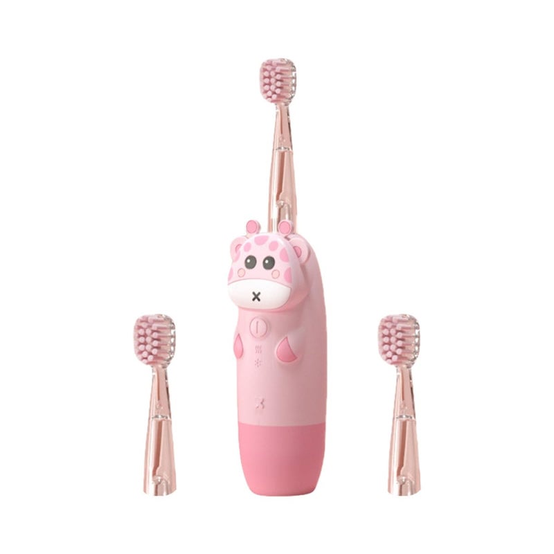 Sonic Electric Toothbrush Set With USB Rechargeable Timer And Soft Bristles Pink Deer Design - Image 2