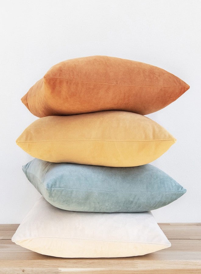 MONDAY MOOSE Decorative Throw Pillow Covers Cushion Cases, Set of 4 Soft Velvet Modern Designs, Mix and Match for Home Decor, Pillow Inserts Not Included (16x16 inch, Orange/Teal) - Image 1