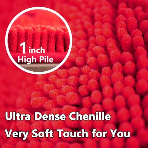 BOANKODU Bathroom Rugs 15x23, Extra Soft Absorbent Chenille Bath Rugs, PVC Backing Quick Dry, Machine Washable Bath Mats for Bathroom Floor, Tub and Shower, Home Decor Accessories, Red - Image 5
