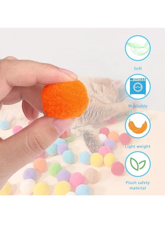 Cat Toys Interactive for Indoor Cats, 20pcs Pom Pom Balls with Launcher Set, Kitten Toys for Cats Self Play, Cute Cat Ball Toy Cat Toy Plush Ball Plush Ball Shooting Gun, Color of the Ball is Random - Image 2