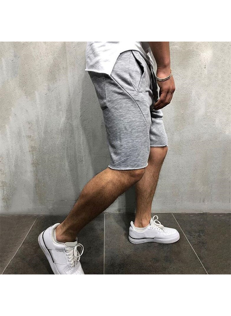Cross-border European and American Fitness Mens Solid Color Running Thin Light Plate Logo-free Shorts Leisure Sports wish Amazon Light gray 
