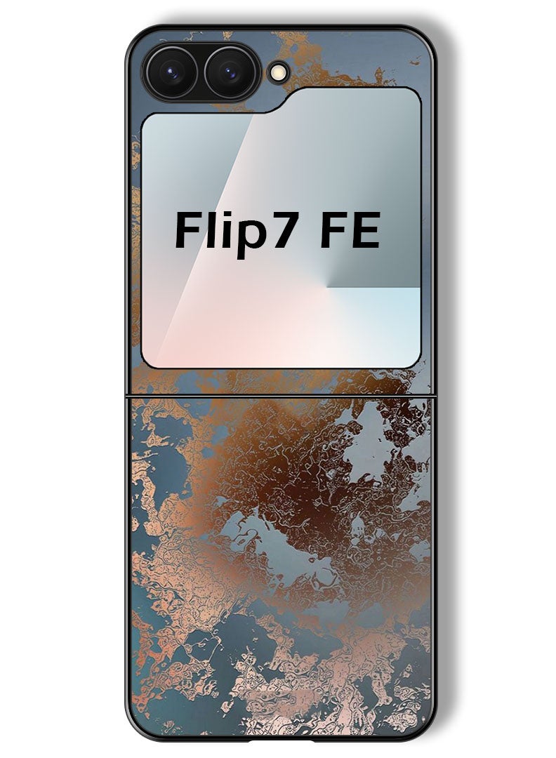 Theodor Case Compatible with Samsung Galaxy Z Flip 7 FE 6.7 Inch Protection Shockproof Bumper Cover Golden Grey Design - Image 1