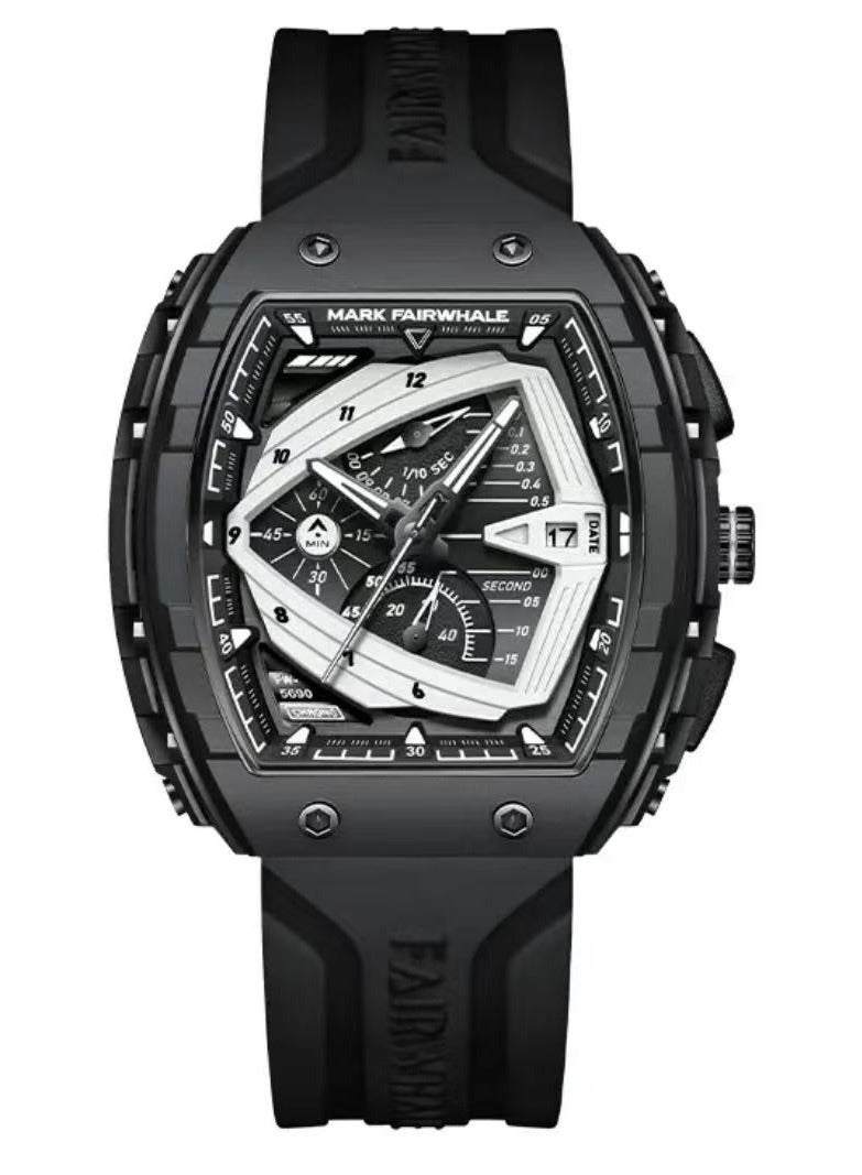 Mark Fairwhale Watches for Men Watch Quartz Luxury Water Resistant Resin Strap Watch 5690BK - Image 1