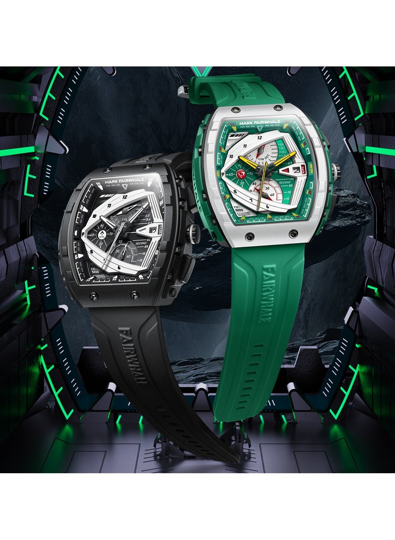 Mark Fairwhale Watches for Men Watch Quartz Luxury Water Resistant Resin Strap Watch 5690BK - Image 4