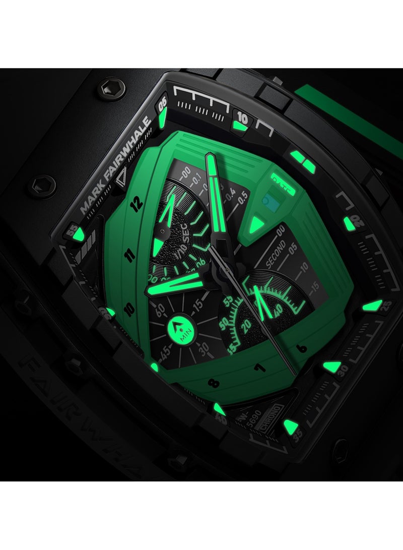 Mark Fairwhale Watches for Men Watch Quartz Luxury Water Resistant Resin Strap Watch 5690BK - Image 2