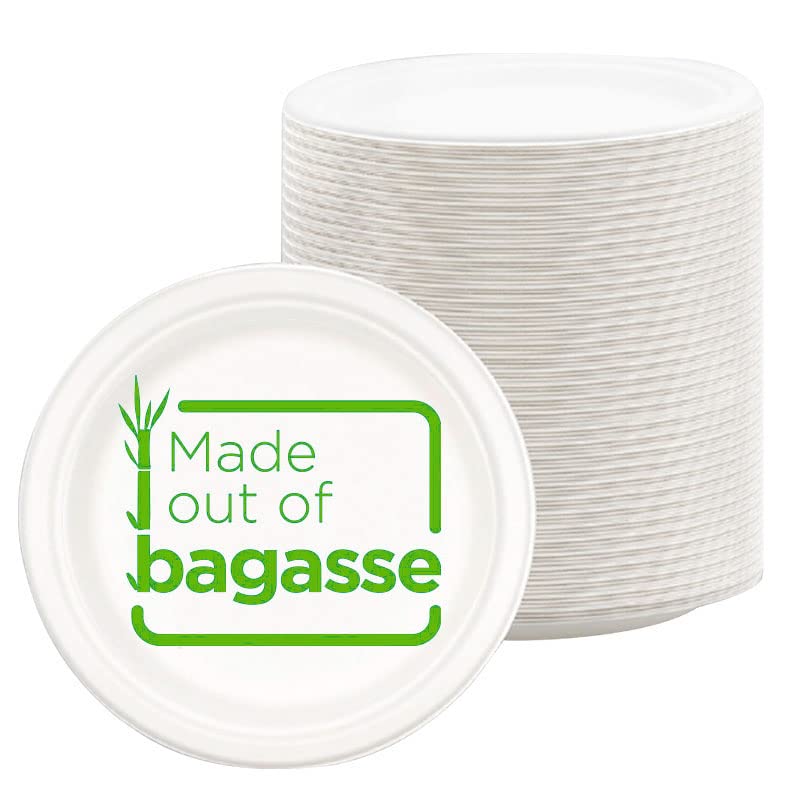 Adaamya 50 Pcs Disposable Bagasse Biomass 12 Round Plates Natural Biodegradable Compostable Ecofriendly Safe Hygienic Color Pearl White for Party Picnic Restaurant 12 - Image 2