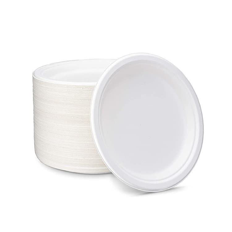 Adaamya 50 Pcs Disposable Bagasse Biomass 12 Round Plates Natural Biodegradable Compostable Ecofriendly Safe Hygienic Color Pearl White for Party Picnic Restaurant 12 - Image 4
