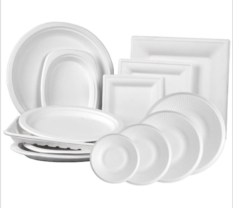 Adaamya 50 Pcs Disposable Bagasse Biomass 12 Round Plates Natural Biodegradable Compostable Ecofriendly Safe Hygienic Color Pearl White for Party Picnic Restaurant 12 - Image 3