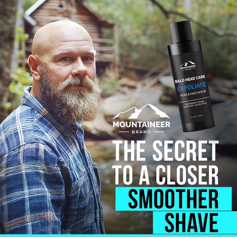 Mountaineer Brand Natural Bald Head Exfoliator with Fresh & Natural Scent | Scalp & Face Exfoliating Scrub | Bald Head Care for Men | Made in West Virginia | Exfoliate | 4oz - Image 2