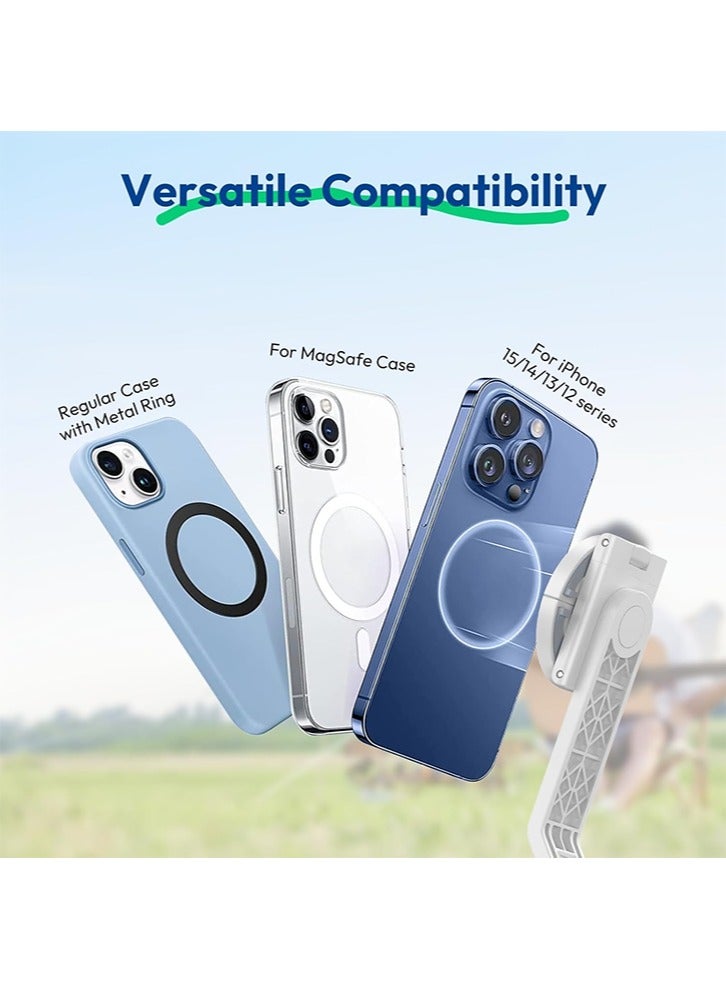 يولانزي حامل ثلاثي مغناطيسي ULANZI TT88 لهاتف iPhone، عصا سيلفي قابلة للتمديد مقاس 57 بوصة مع جهاز تحكم عن بعد، ومشبك هاتف 2 في 1 وحوامل أحذية باردة مزدوجة - حامل ثلاثي خفيف الوزن للهاتف للتدوين بالفيديو والسفر وتسجيل الفيديو (أبيض) - Image 3