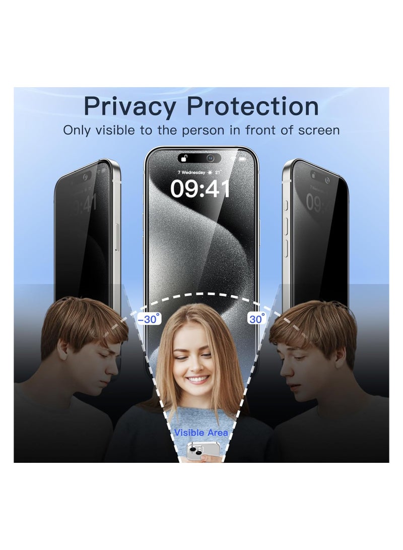 آرمور شاشة حماية زجاجية للحفاظ على الخصوصية مضادة للتجسس (لقافة) لهاتف أبل ايفون 15برو  6.1-بوصة أسود - Image 2