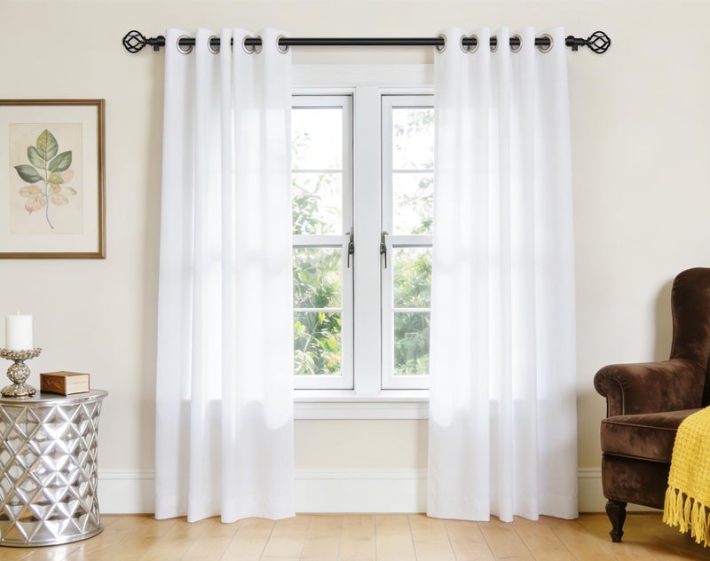 USFOOK Black Curtain Rod 32 to 58 Inch (2.6-4.8 ft), USFOOK 7/8 Curtain Rods for Windows 20 to 54 Inch, Telescoping Splicing Drapery Rods with Twisted Cage Finials - Image 3