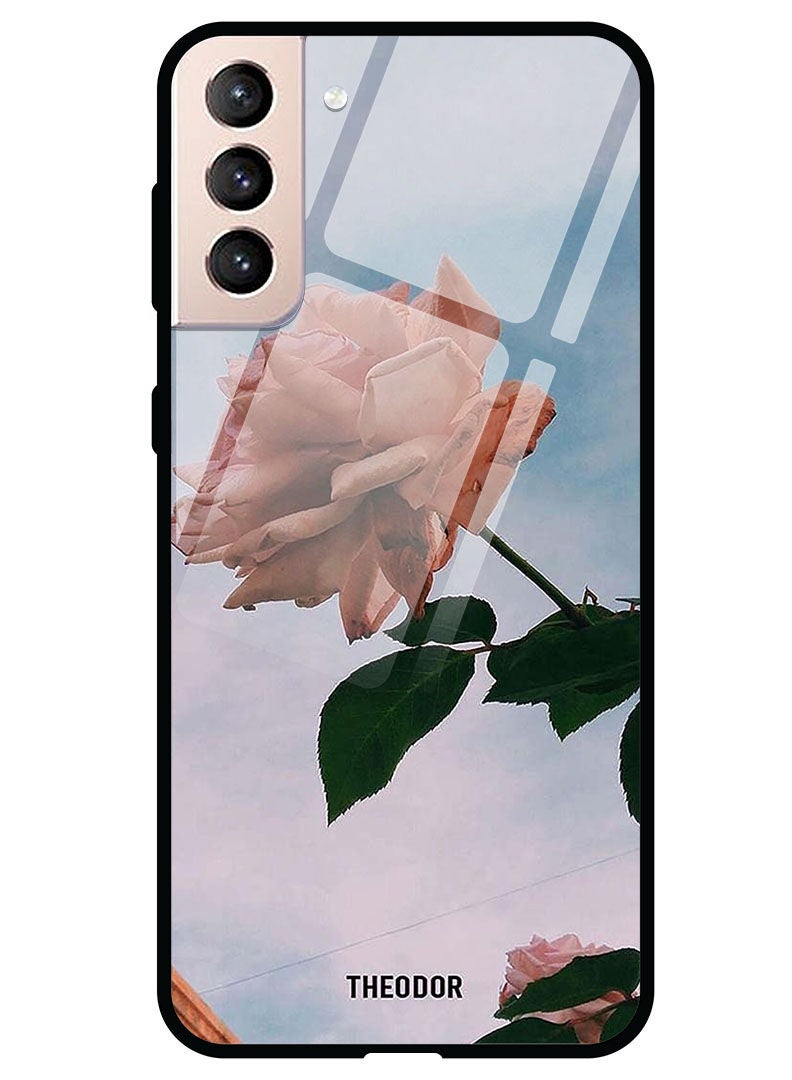 Theodor Protective Tempered Glass Case Cover Samsung Galaxy S21  Single Rose - Image 1
