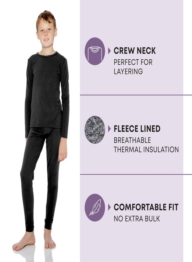 Rocky Thermal Underwear for Kids, Boys Thermals, Long Johns Underwear, Base Layer for Cold Weather/Skiing, Black, XX-Small - Image 2