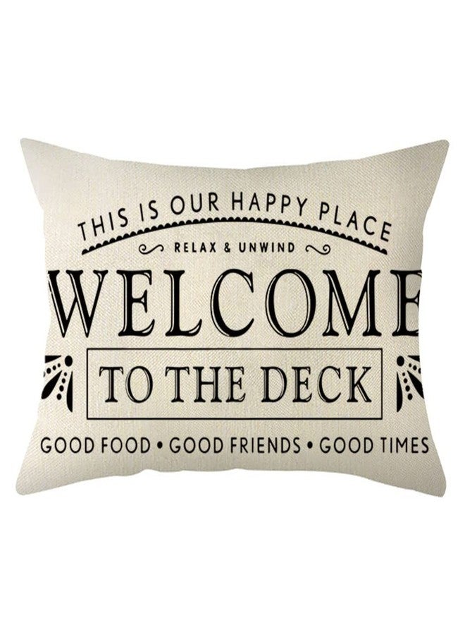 Ogiselestyle Welcome to The Deck Throw Pillow Cover, 12 x 20 Inch Farmhouse Cushion Case Decoration for Sofa Couch - Image 1