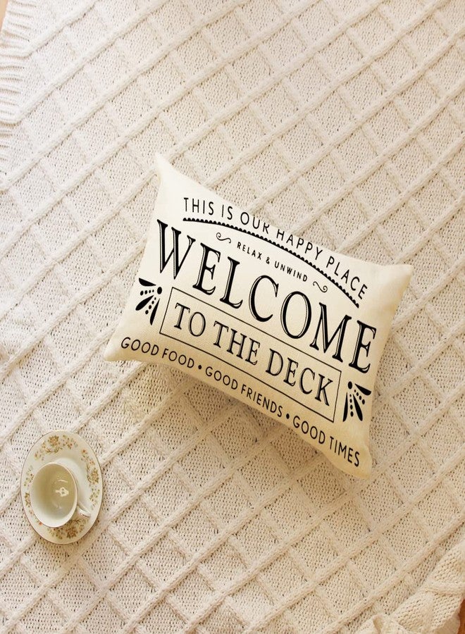 Ogiselestyle Welcome to The Deck Throw Pillow Cover, 12 x 20 Inch Farmhouse Cushion Case Decoration for Sofa Couch - Image 2