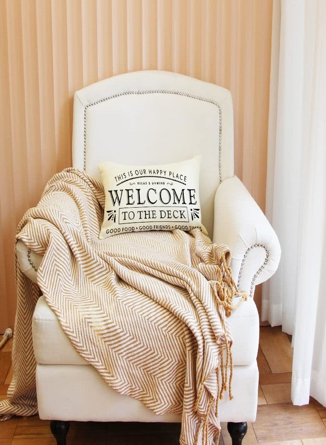 Ogiselestyle Welcome to The Deck Throw Pillow Cover, 12 x 20 Inch Farmhouse Cushion Case Decoration for Sofa Couch - Image 4