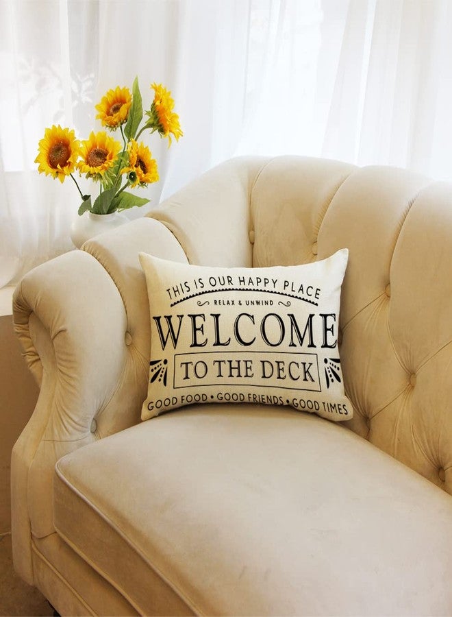 Ogiselestyle Welcome to The Deck Throw Pillow Cover, 12 x 20 Inch Farmhouse Cushion Case Decoration for Sofa Couch - Image 3