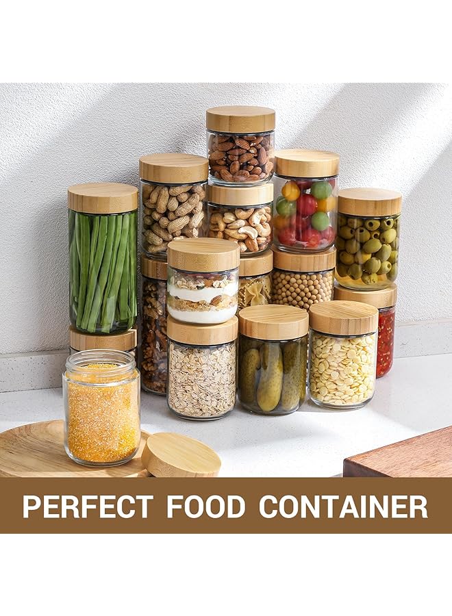 KASTWAVE 4 Pack 10Oz Thick Glass Jar With Lid, Overnight Oats Containers With Lids, Reusable Leak Proof Wide Mouth Mason Jar, Glass Food Storage Containers, For Snacks Yogurt Spice Sugar - Image 5