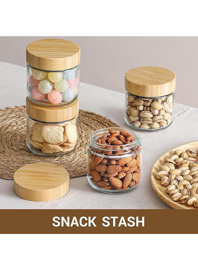 KASTWAVE 4 Pack 10Oz Thick Glass Jar With Lid, Overnight Oats Containers With Lids, Reusable Leak Proof Wide Mouth Mason Jar, Glass Food Storage Containers, For Snacks Yogurt Spice Sugar - Image 4