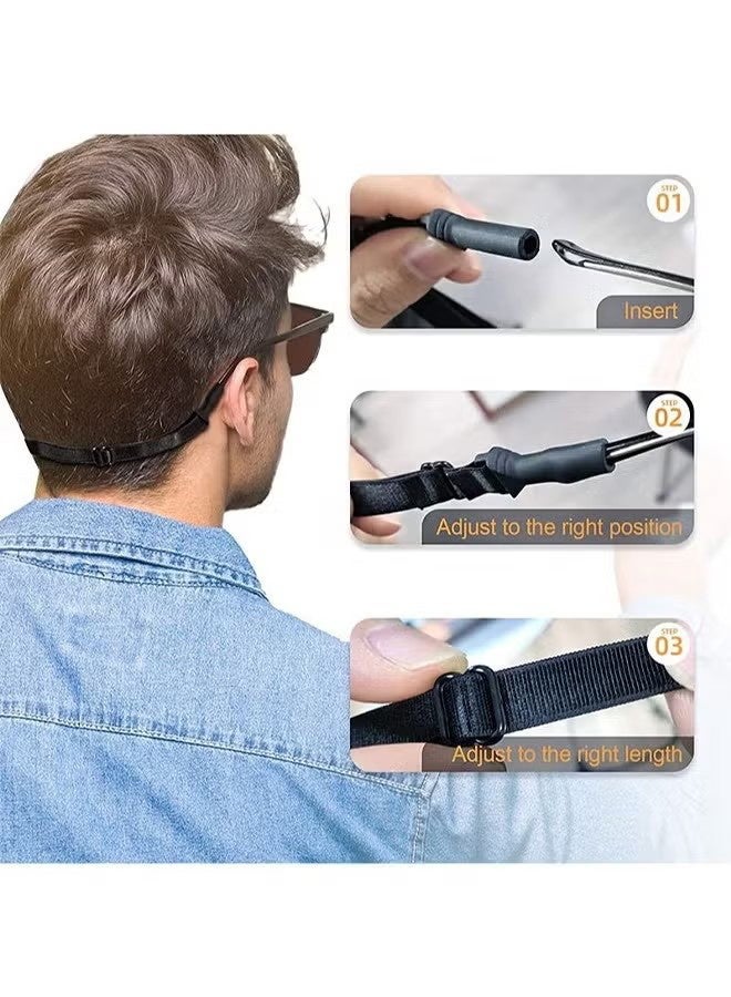 واي جيه حمالة النظارات المطاطية القابلة للضبط، حمالة النظارات العالمية، حمالة النظارات الرياضية للرجال، حمالة النظارات الشمسية، حمالة النظارات للأطفال، حمالة النظارات للسيدات، حمالة النظارات المجانية 20 زوجًا دعم جسر النظارات - Image 4