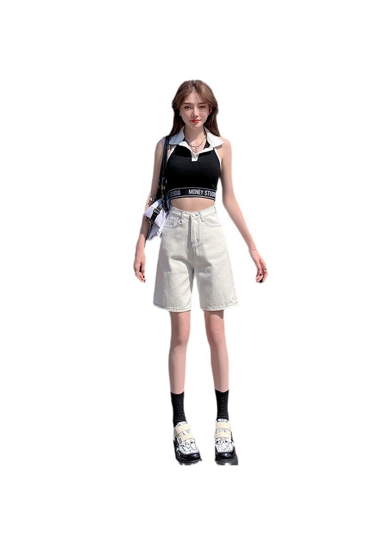 Generic - Mike White Denim Shorts Women Spring 2024 Casual Loose Black - Image 1