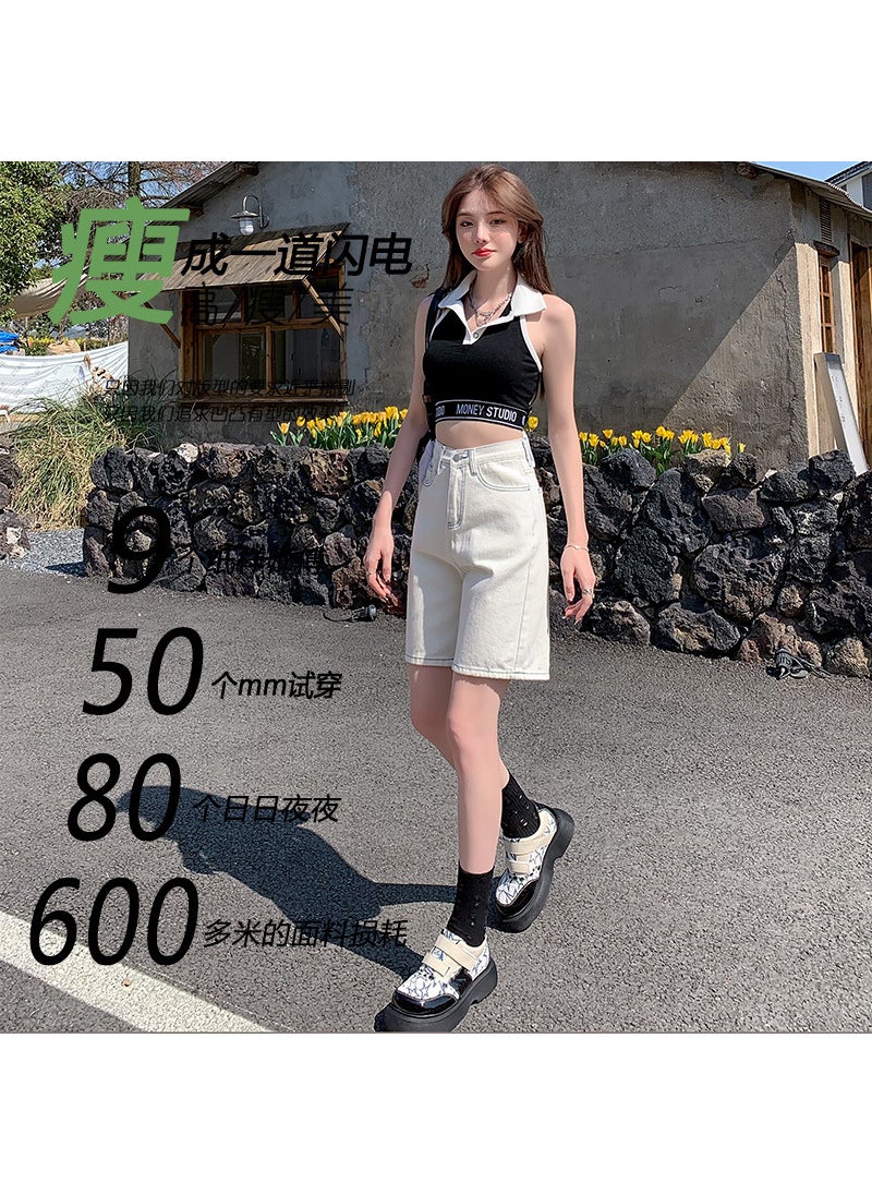 Generic - Mike White Denim Shorts Women Spring 2024 Casual Loose Black - Image 1