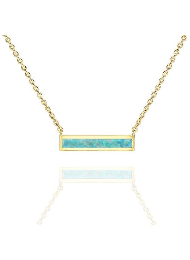 PAVOI 14K Gold Plated Opal Pendant Necklaces for Women | Created Opal Cubic Zirconia Dainty Necklace | erfly Round Triangle Antler Bar Pendants - Image 1