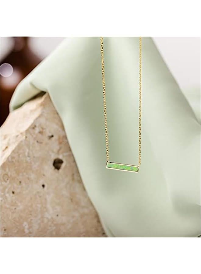 PAVOI 14K Gold Plated Opal Pendant Necklaces for Women | Created Opal Cubic Zirconia Dainty Necklace | erfly Round Triangle Antler Bar Pendants - Image 3