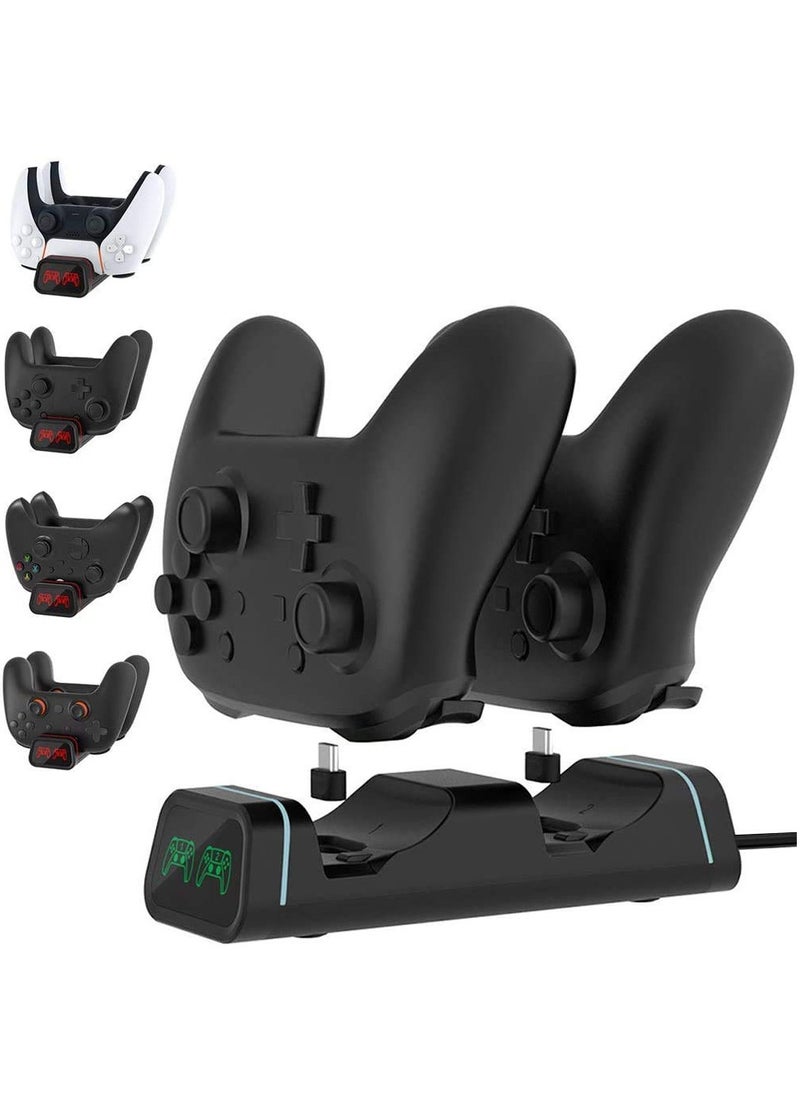 DOBE - Universal Controller Charging Station for PS5 / Xbox Series S & X/Switch Pro, Dual Type-C Controller Charger Dock with LED Indicator, Charging Dock for Two Controllers - Image 1