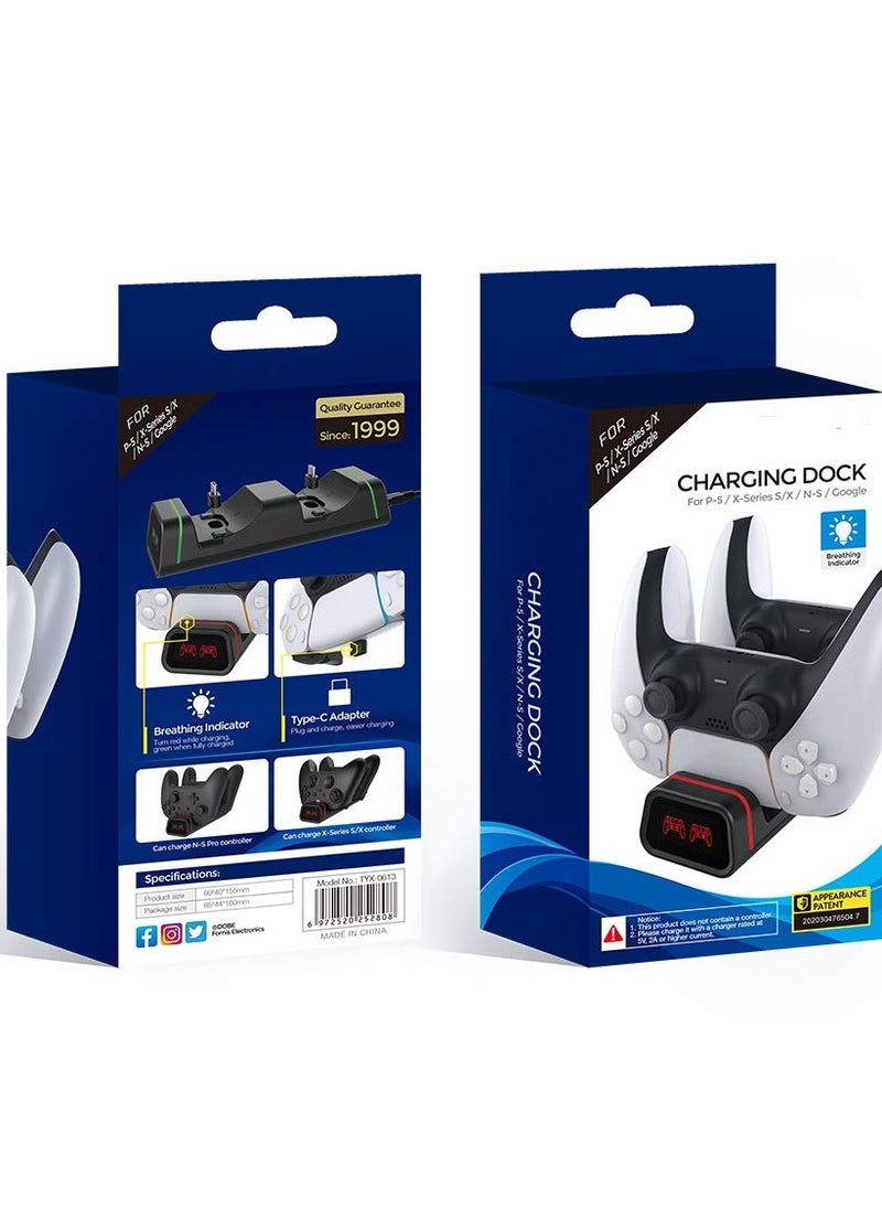 DOBE - Universal Controller Charging Station for PS5 / Xbox Series S & X/Switch Pro, Dual Type-C Controller Charger Dock with LED Indicator, Charging Dock for Two Controllers - Image 1