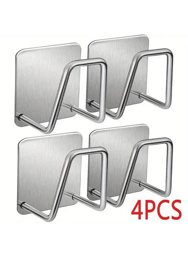 4 Piece Silvery Stainless Steel Kitchen And Bathroom Organizer Set With Drainer - Image 1
