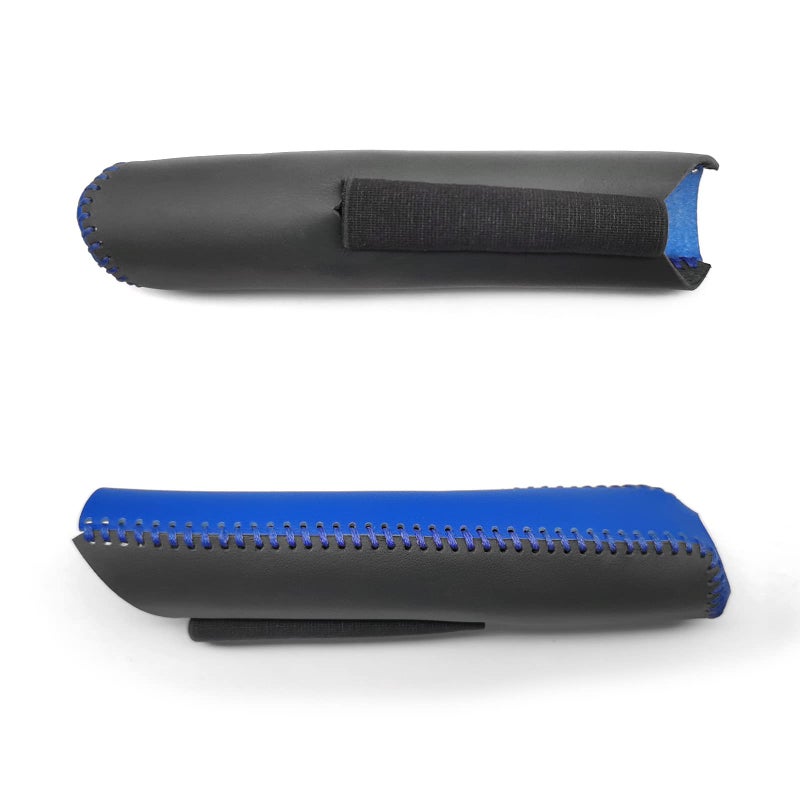 SUNBREATH Compatible with Black Blue Genuine Leather Hand-Stitched Handbrake Protector Cover Interior Accessories Protective Decoration for Honda Civic 2006 2007 2008 2009 2010 2011 Blue Stitches - Image 2