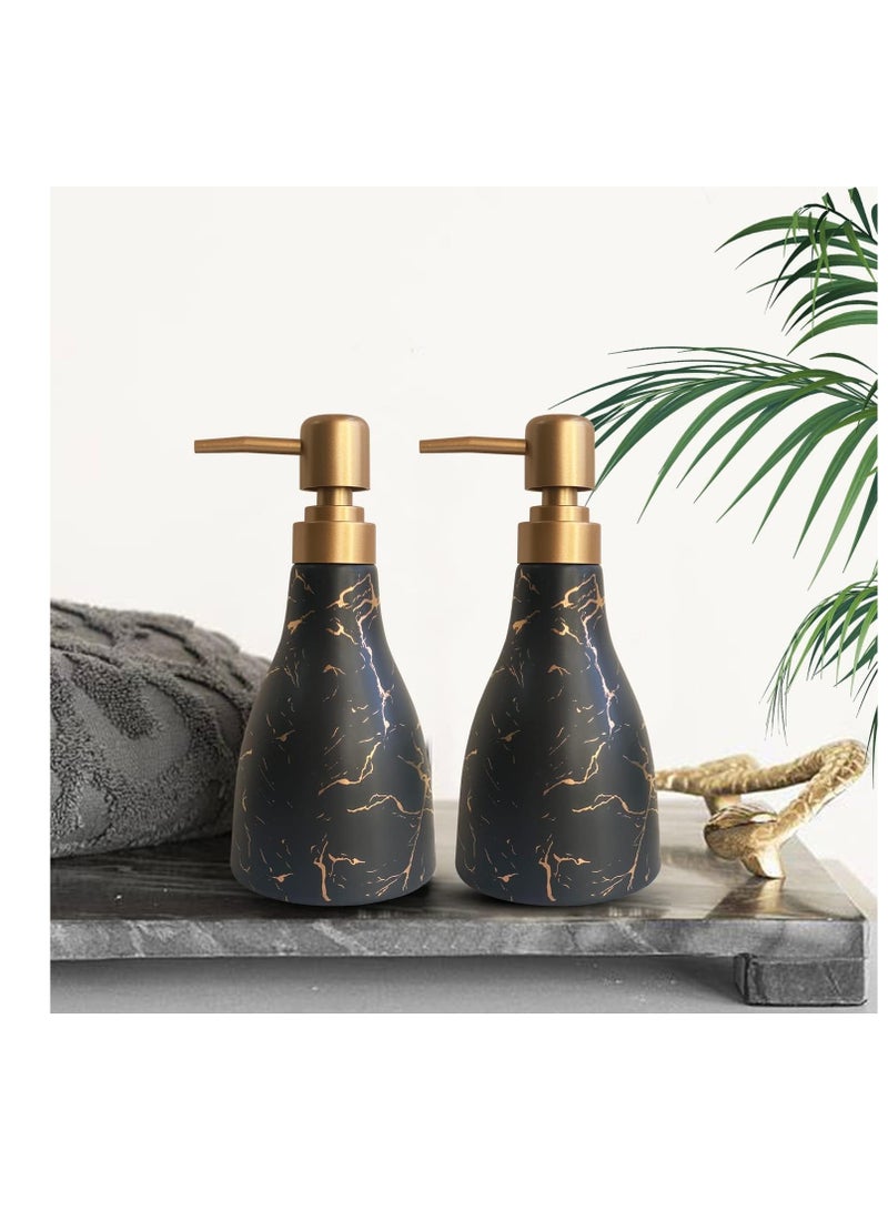 SYOSI Elegant Ceramic Soap Dispenser with Marble Pattern - Black, 280ml - Perfect for Bathroom & Kitchen - Durable & Stylish Hand Soap Pump Bottle - Image 3