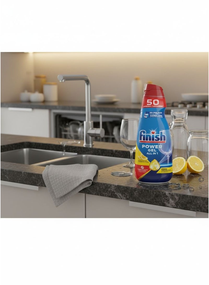Finish Lemon All-in-One Power Gel Dishwasher, 1 Liter - Image 4