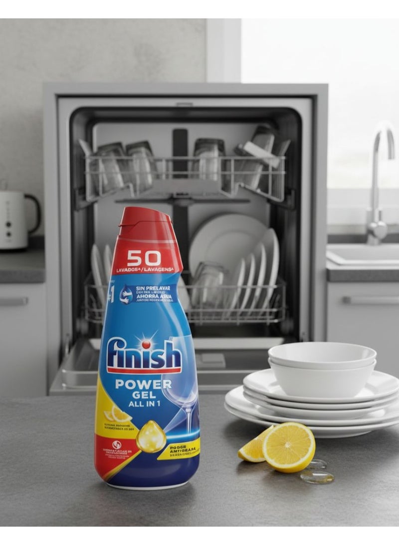 Finish Lemon All-in-One Power Gel Dishwasher, 1 Liter - Image 2