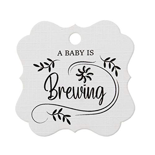 Summer-Ray.com Summer-Ray 50pcs A Baby is Brewing Baby Shower Favors Gift Tags Thank You Tags (White) - Image 5