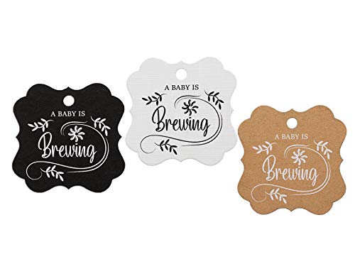 Summer-Ray.com Summer-Ray 50pcs A Baby is Brewing Baby Shower Favors Gift Tags Thank You Tags (White) - Image 4