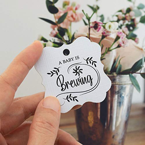 Summer-Ray.com Summer-Ray 50pcs A Baby is Brewing Baby Shower Favors Gift Tags Thank You Tags (White) - Image 2
