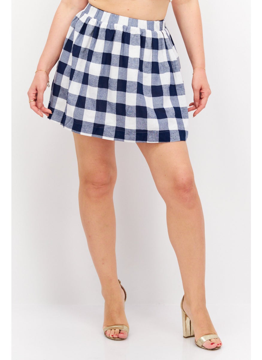 Women Checkered Mini Skirt, Navy - pzsku/ZCF7D424E4979926E4A78Z/45/_/1737642555/bc54f88c-dda4-47f5-8174-e644f1b88eaf