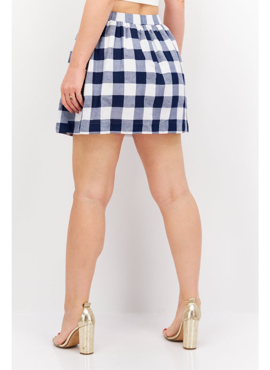 Women Checkered Mini Skirt, Navy - pzsku/ZCF7D424E4979926E4A78Z/45/_/1737642560/ca761a98-3cc9-4573-a26a-d94a34cf966f