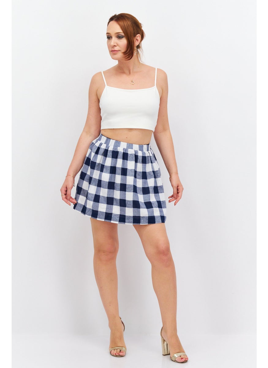 Women Checkered Mini Skirt, Navy - pzsku/ZCF7D424E4979926E4A78Z/45/_/1737642565/3ded70b2-5e64-4c7e-8e75-00de8e6e6aa2