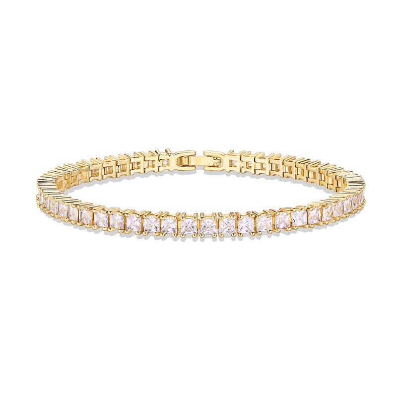 PAVOI 14K Gold Plated Cubic Zirconia Classic Tennis Bracelet | Yellow Gold Bracelets for Women | 3mm CZ, 7 Inches - Image 1