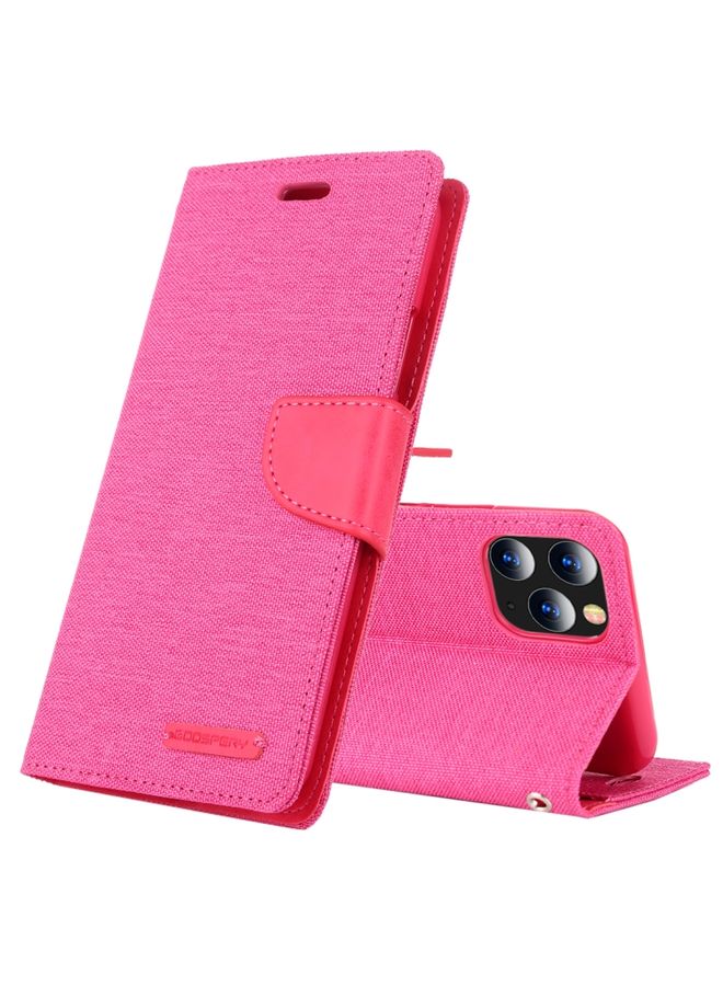 Case Cover For iPhone 12 Pro Max GOOSPERY CANVAS DIARY Cross Texture Horizontal Flip Leather Case with Card Slots & Wallet & Holder Rose Red