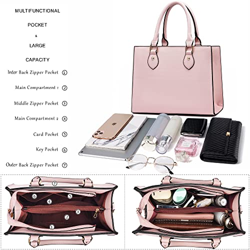 CHICAROUSAL Crossbody Purses and Handbags for Women PU Leather Tote Top Handle Satchel Shoulder Bags (Light Pink) - Image 5
