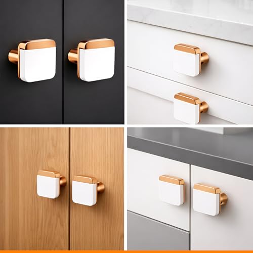 VOLO Cabinet Knob/Drawer Cabinet Knobs/Wardrobe Door Knobs/Cupboard Drawer Pull Handle/Kitchen Drawer Knob/Pulls (Knob_S-175) (White/Rose Gold) (10) - Image 5